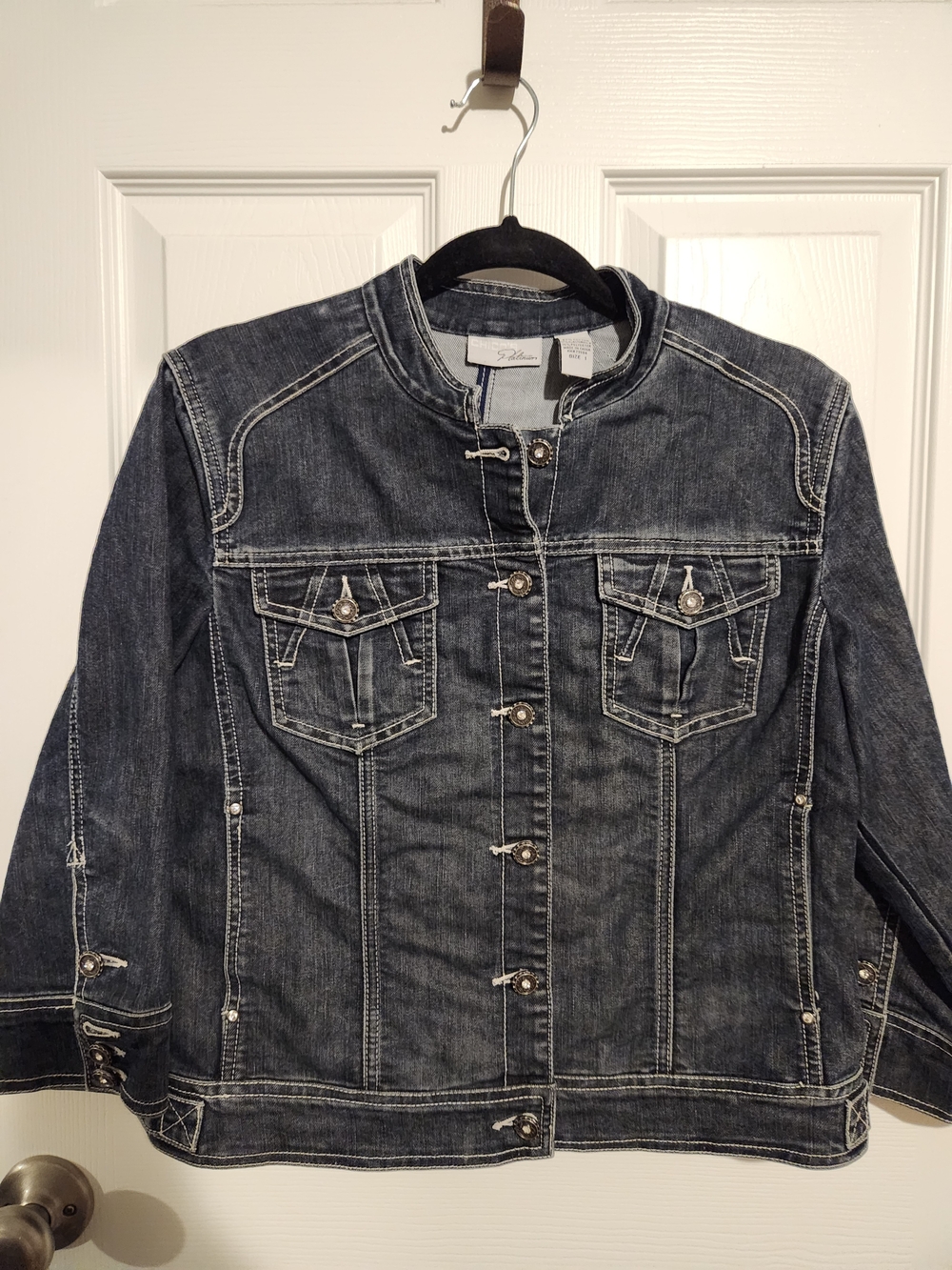 Chico's Platinum Dark Blue Washed Denim Jacket